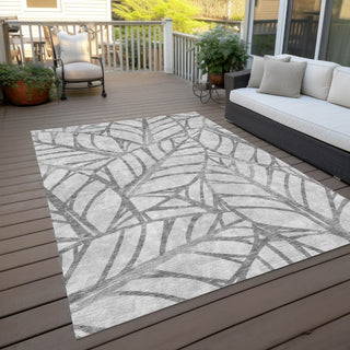 Piper Looms Chantille Floral ACN741 Gray Machine Washable Area Rug Outdoor Lifestyle Image Feature
