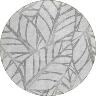 Piper Looms Chantille Floral ACN741 Gray Machine Washable Area Rug Round Main Image