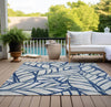 Piper Looms Chantille Floral ACN741 Navy Machine Washable Area Rug Outdoor Lifestyle Image Feature