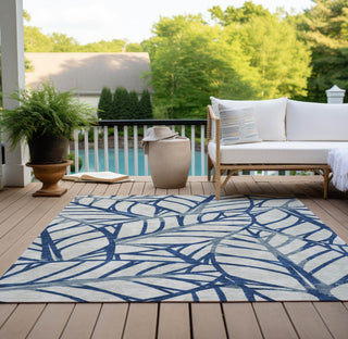 Piper Looms Chantille Floral ACN741 Navy Machine Washable Area Rug Outdoor Lifestyle Image Feature