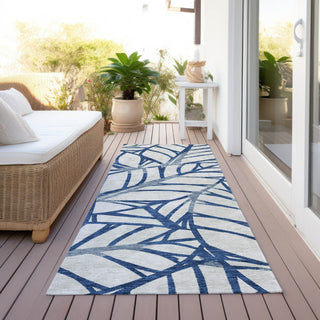 Piper Looms Chantille Floral ACN741 Navy Machine Washable Area Rug Runner Outdoor Lifestyle Image Feature