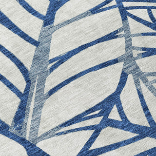 Piper Looms Chantille Floral ACN741 Navy Machine Washable Area Rug Swatch Image