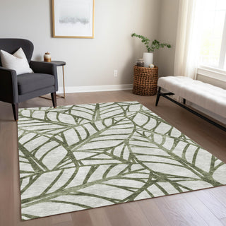 Piper Looms Chantille Floral ACN741 Olive Machine Washable Area Rug Lifestyle Image Feature