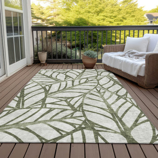 Piper Looms Chantille Floral ACN741 Olive Machine Washable Area Rug Outdoor Lifestyle Image Feature