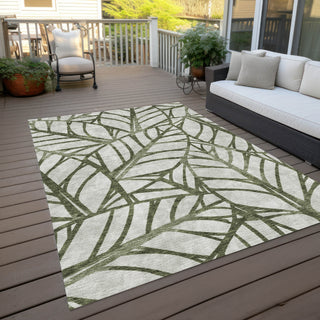 Piper Looms Chantille Floral ACN741 Olive Machine Washable Area Rug Outdoor Lifestyle Image Feature