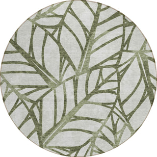 Piper Looms Chantille Floral ACN741 Olive Machine Washable Area Rug Round Main Image