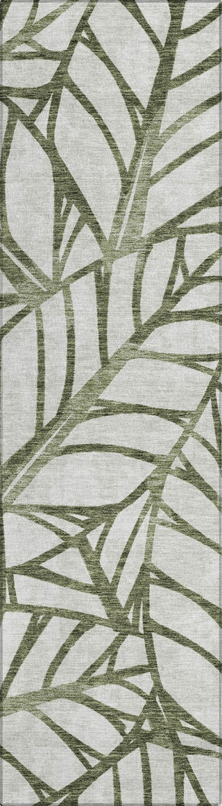 Piper Looms Chantille Floral ACN741 Olive Machine Washable Area Rug Runner Main Image