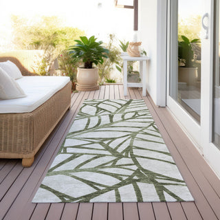 Piper Looms Chantille Floral ACN741 Olive Machine Washable Area Rug Runner Outdoor Lifestyle Image Feature