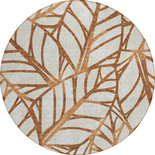 Piper Looms Chantille Floral ACN741 Paprika Machine Washable Area Rug Round Main Image