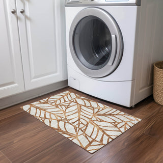 Piper Looms Chantille Floral ACN741 Paprika Machine Washable Area Rug Scatter Lifestyle Image Feature