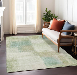 Piper Looms Chantille Squares ACN742 Aloe Machine Washable Area Rug Lifestyle Image Feature