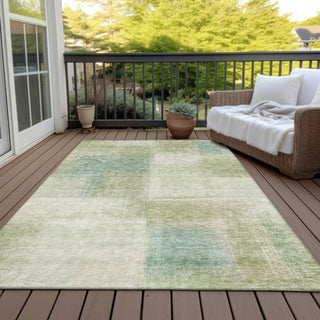 Piper Looms Chantille Squares ACN742 Aloe Machine Washable Area Rug Outdoor Lifestyle Image Feature