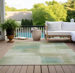Piper Looms Chantille Squares ACN742 Aloe Machine Washable Area Rug Outdoor Lifestyle Image Feature
