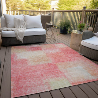 Piper Looms Chantille Squares ACN742 Blush Machine Washable Area Rug Outdoor Lifestyle Image Feature