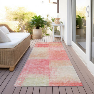 Piper Looms Chantille Squares ACN742 Blush Machine Washable Area Rug Runner Outdoor Lifestyle Image Feature