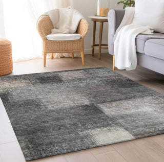 Piper Looms Chantille Squares ACN742 Charcoal Machine Washable Area Rug Lifestyle Image Feature