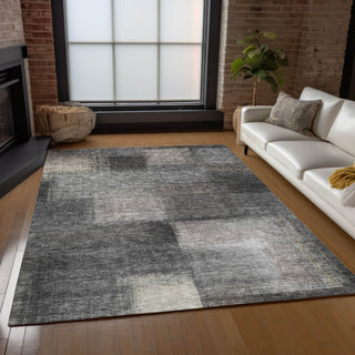 Piper Looms Chantille Squares ACN742 Charcoal Machine Washable Area Rug Lifestyle Image Feature