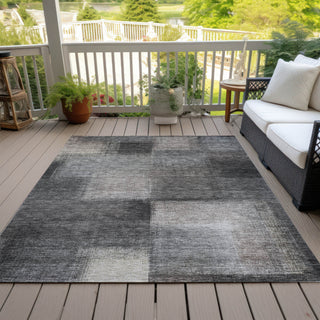 Piper Looms Chantille Squares ACN742 Charcoal Machine Washable Area Rug Outdoor Lifestyle Image Feature