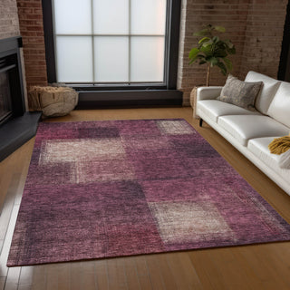 Piper Looms Chantille Squares ACN742 Plum Machine Washable Area Rug Lifestyle Image Feature