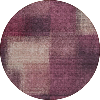 Piper Looms Chantille Squares ACN742 Plum Machine Washable Area Rug Round Main Image