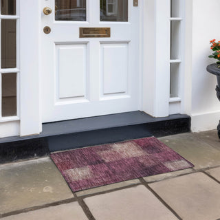Piper Looms Chantille Squares ACN742 Plum Machine Washable Area Rug Scatter Outdoor Lifestyle Image Feature
