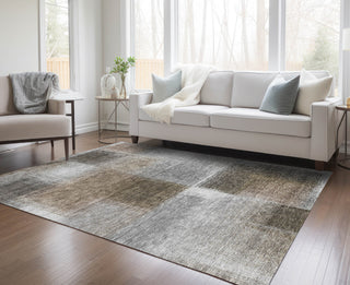 Piper Looms Chantille Squares ACN742 Silver Machine Washable Area Rug Lifestyle Image Feature