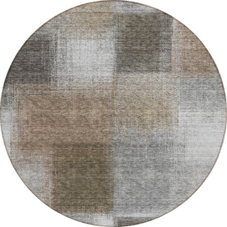 Piper Looms Chantille Squares ACN742 Silver Machine Washable Area Rug Round Main Image