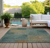 Piper Looms Chantille Squares ACN742 Teal Machine Washable Area Rug Outdoor Lifestyle Image Feature