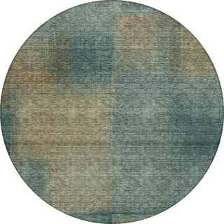 Piper Looms Chantille Squares ACN742 Teal Machine Washable Area Rug Round Main Image