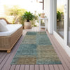 Piper Looms Chantille Squares ACN742 Teal Machine Washable Area Rug Runner Outdoor Lifestyle Image Feature