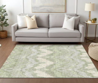 Piper Looms Chantille Ikat ACN743 Aloe Machine Washable Area Rug Lifestyle Image Feature