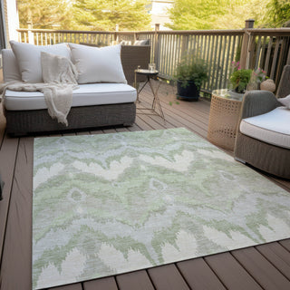 Piper Looms Chantille Ikat ACN743 Aloe Machine Washable Area Rug Outdoor Lifestyle Image Feature