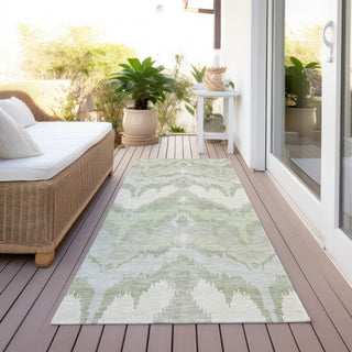 Piper Looms Chantille Ikat ACN743 Aloe Machine Washable Area Rug Runner Outdoor Lifestyle Image Feature