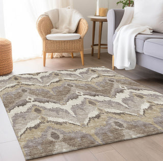 Piper Looms Chantille Ikat ACN743 Beige Machine Washable Area Rug Lifestyle Image Feature