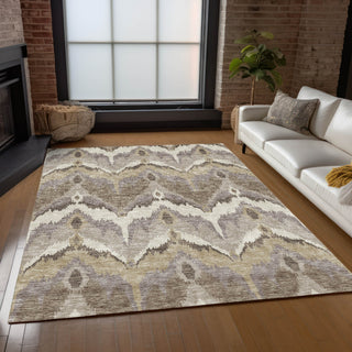 Piper Looms Chantille Ikat ACN743 Beige Machine Washable Area Rug Lifestyle Image Feature
