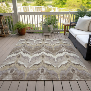 Piper Looms Chantille Ikat ACN743 Beige Machine Washable Area Rug Outdoor Lifestyle Image Feature