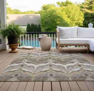 Piper Looms Chantille Ikat ACN743 Beige Machine Washable Area Rug Outdoor Lifestyle Image Feature
