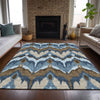 Piper Looms Chantille Ikat ACN743 Blue Machine Washable Area Rug Lifestyle Image Feature