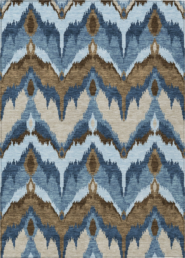 Piper Looms Chantille Ikat ACN743 Blue Machine Washable Area Rug main image