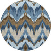 Piper Looms Chantille Ikat ACN743 Blue Machine Washable Area Rug Round Main Image