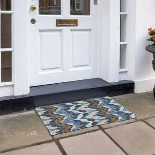 Piper Looms Chantille Ikat ACN743 Blue Machine Washable Area Rug Scatter Outdoor Lifestyle Image Feature