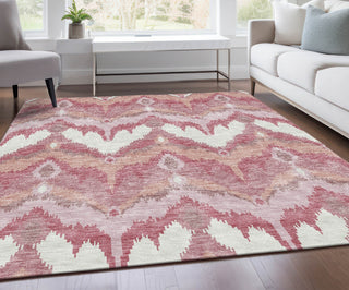 Piper Looms Chantille Ikat ACN743 Blush Machine Washable Area Rug Lifestyle Image Feature