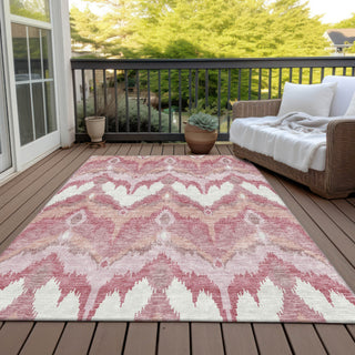 Piper Looms Chantille Ikat ACN743 Blush Machine Washable Area Rug Outdoor Lifestyle Image Feature