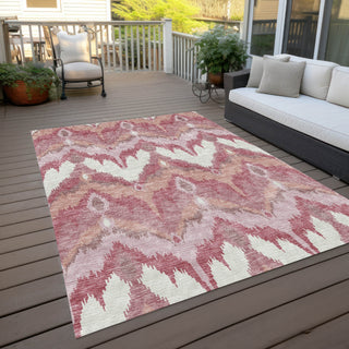 Piper Looms Chantille Ikat ACN743 Blush Machine Washable Area Rug Outdoor Lifestyle Image Feature