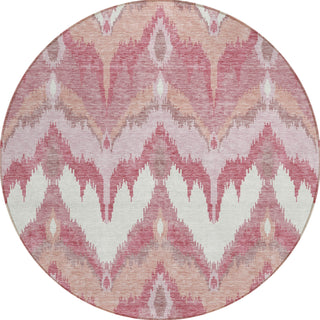 Piper Looms Chantille Ikat ACN743 Blush Machine Washable Area Rug Round Main Image