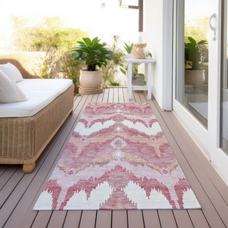 Piper Looms Chantille Ikat ACN743 Blush Machine Washable Area Rug Runner Outdoor Lifestyle Image Feature