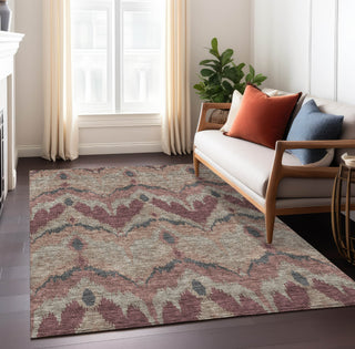 Piper Looms Chantille Ikat ACN743 Burgundy Machine Washable Area Rug Lifestyle Image Feature