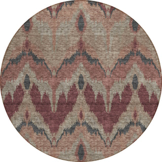 Piper Looms Chantille Ikat ACN743 Burgundy Machine Washable Area Rug Round Main Image