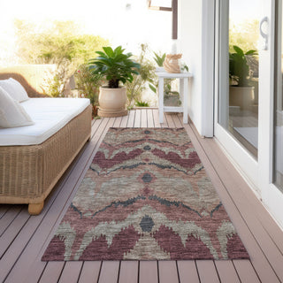 Piper Looms Chantille Ikat ACN743 Burgundy Machine Washable Area Rug Runner Outdoor Lifestyle Image Feature