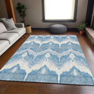 Piper Looms Chantille Ikat ACN743 Denim Machine Washable Area Rug Lifestyle Image Feature